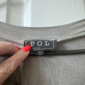 POL light taupe crewneck top